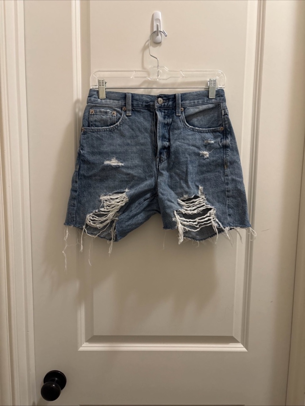 Pistola Devin High Rise Mom Cut Off Shorts Women's Size 25 Button Fly Distressed - Picture 2 of 7
